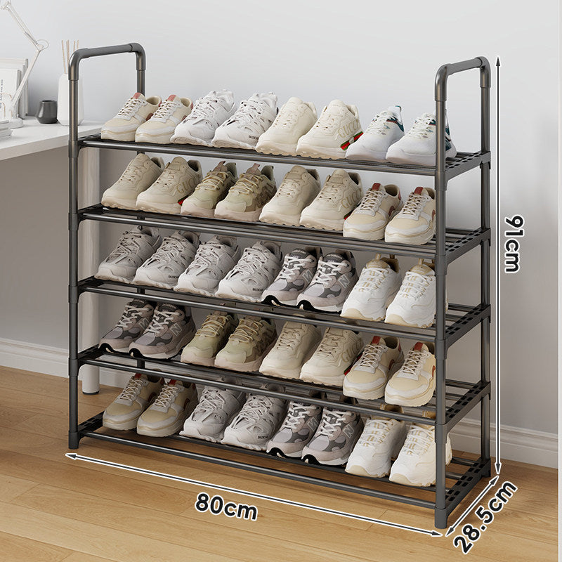 Tall Multi-Tier Metal Shoe Storage Rack with Adjustable Slatted Shelves