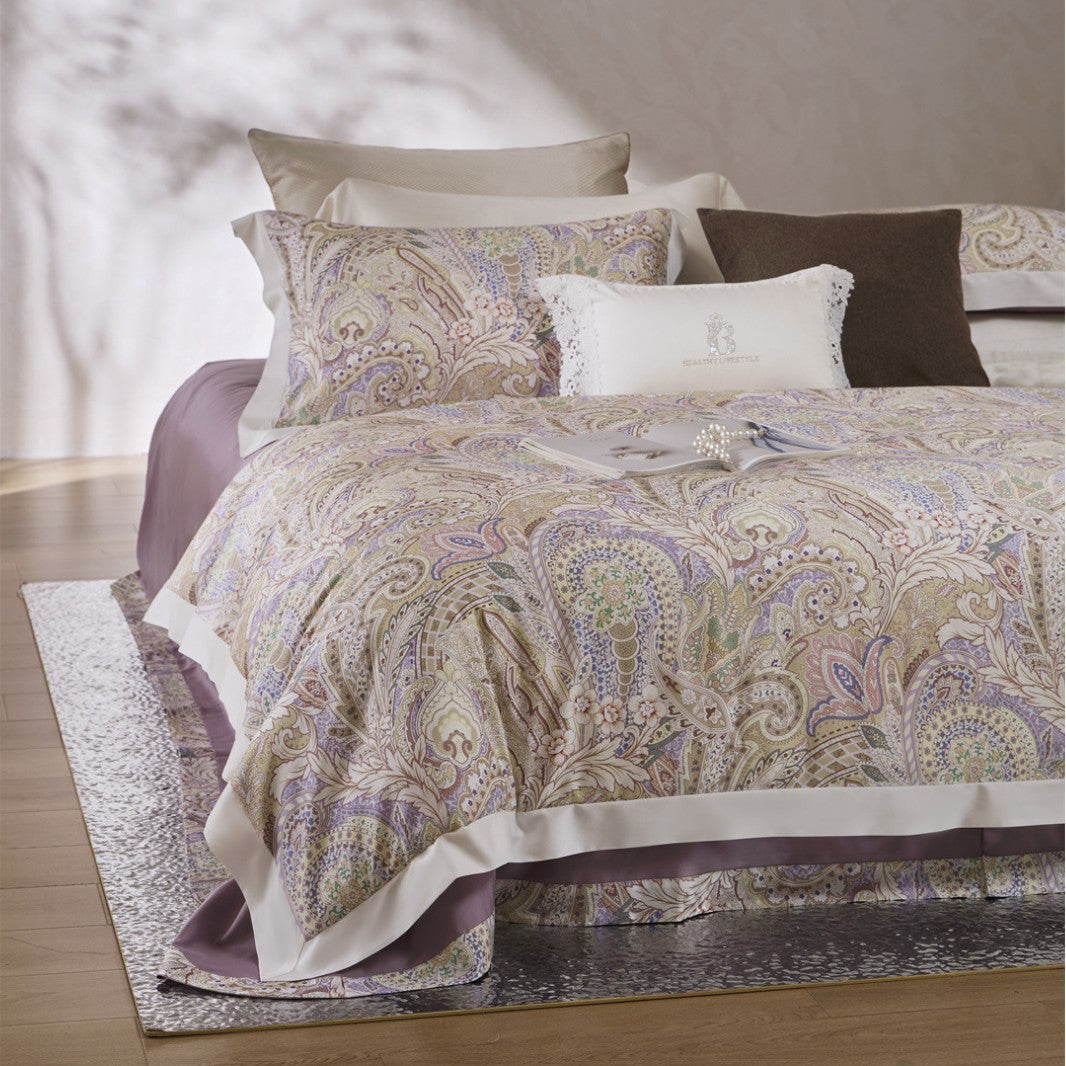 Floral Cotton-Sateen Duvet Cover Set with Tailored Hem and Euro Shams