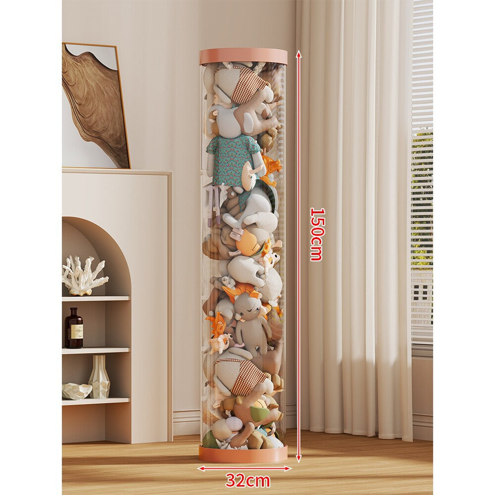 LED-lit Transparent Plush Toy Showcase Cylinder