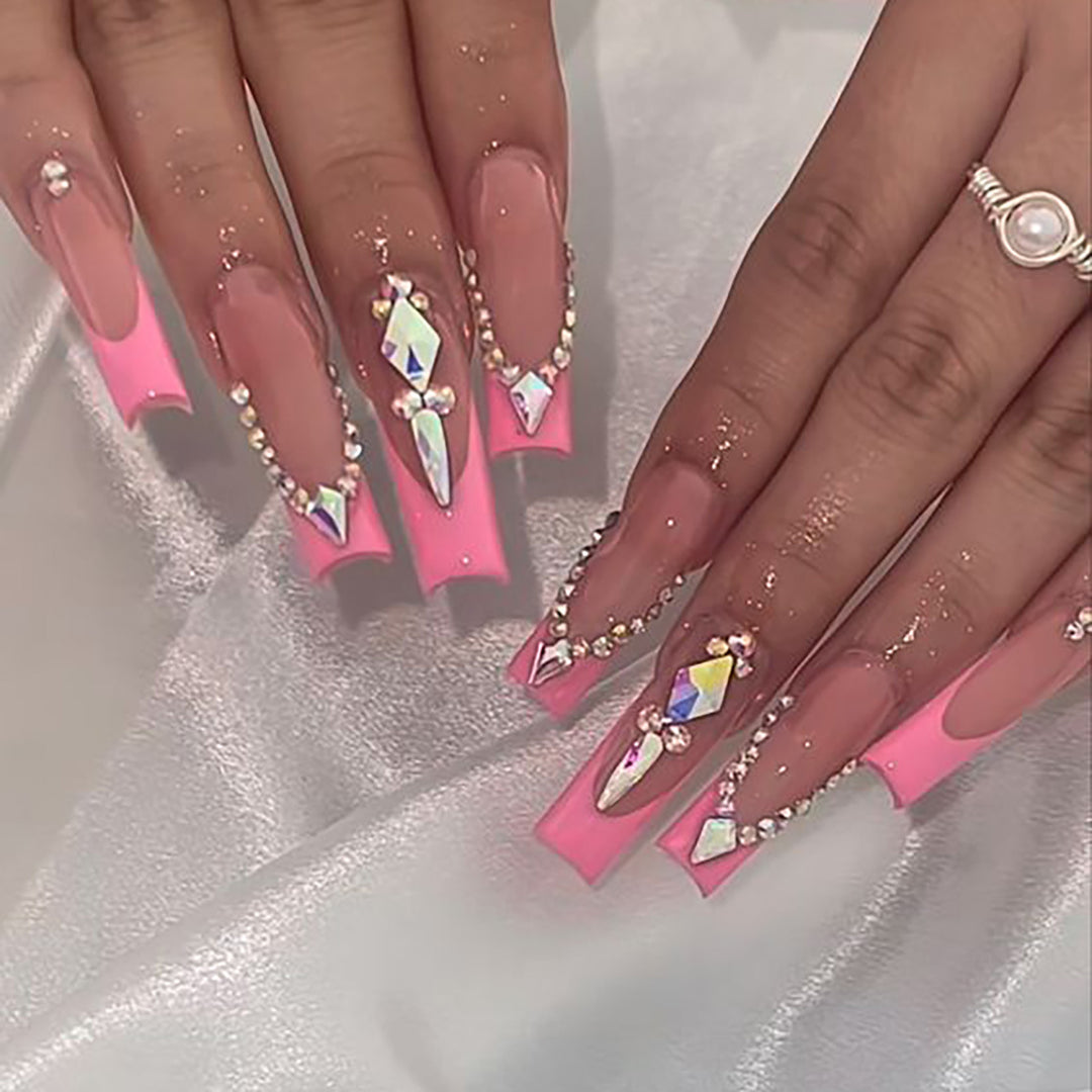 Luxury Press-On Nail Extensions with Crystal Accents Stornfield
