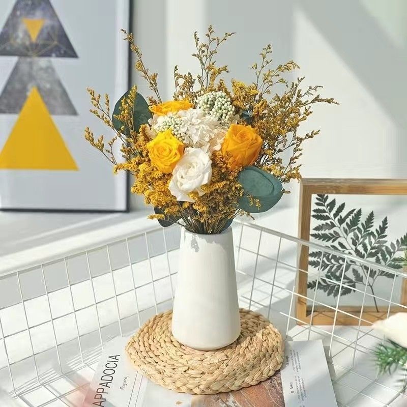 Elegant Dried Flower Bouquet with Decorative Vase