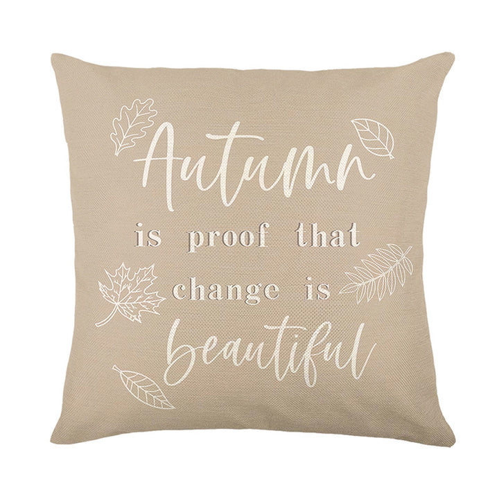 Decorative Linen-Texture Autumn Quote Throw Pillow Cover