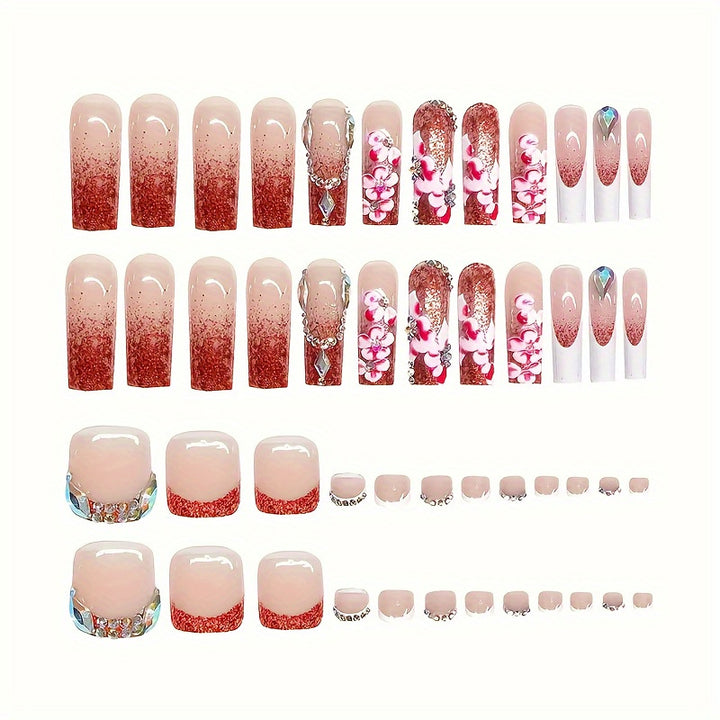 Designer Floral Acrylic Nail Art Stornfield