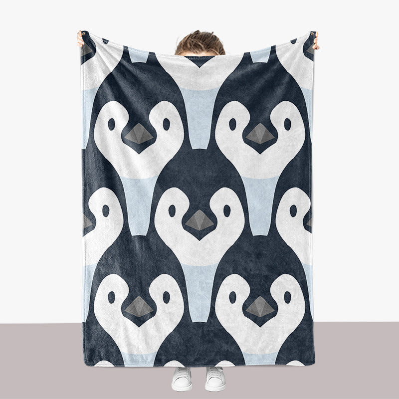 Penguin-Themed Plush Throw Blanket