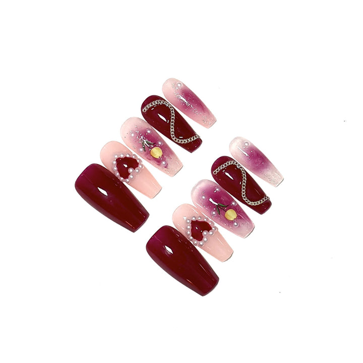 Decorative Press-On Nail Art Set with Glamorous Design