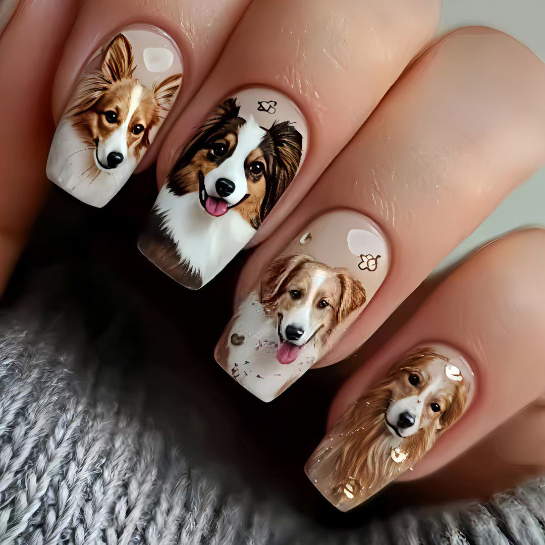 Artificial Nails in Charming Dog Lover Design Stornfield