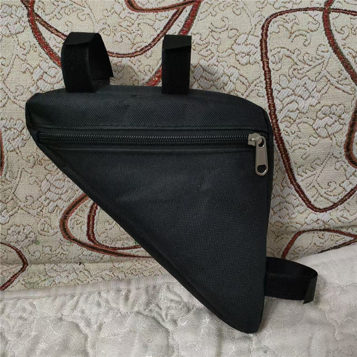 triangular bicycle frame storage bag with water resistant Oxford fabric and zippered tool pocket Stornfield