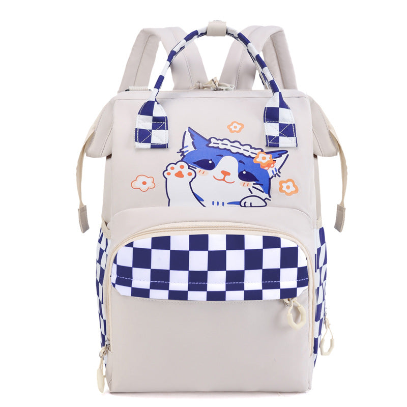 Playful Cat-Themed Multi-Pocket Backpack Stornfield