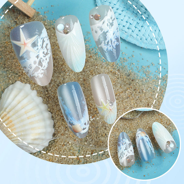 Artificial nails with maritime shell pattern Stornfield