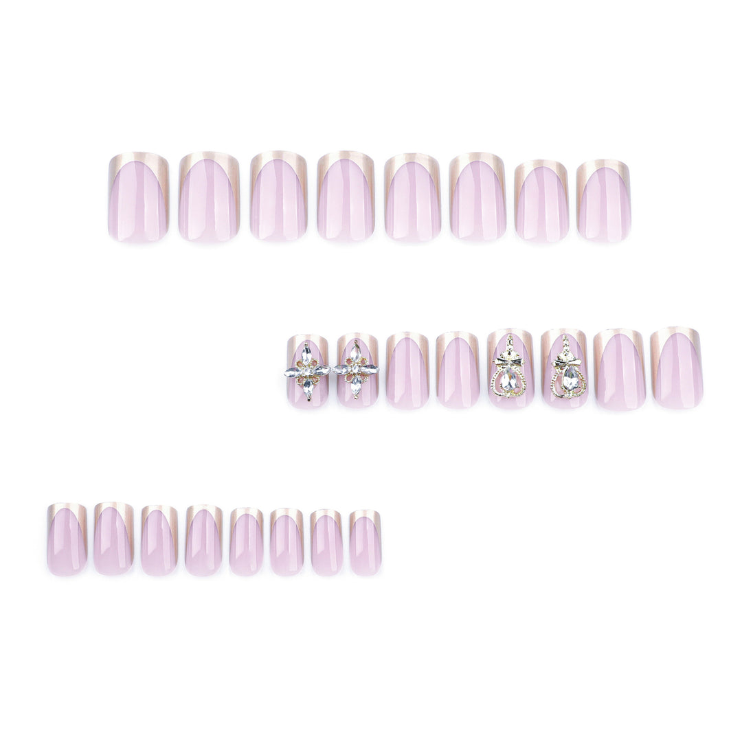 Artful Nail Extensions with Gold Accents Stornfield