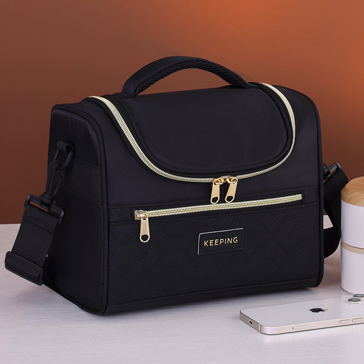 Cosmetic transport bag with insulated interior and practical compartments Stornfield