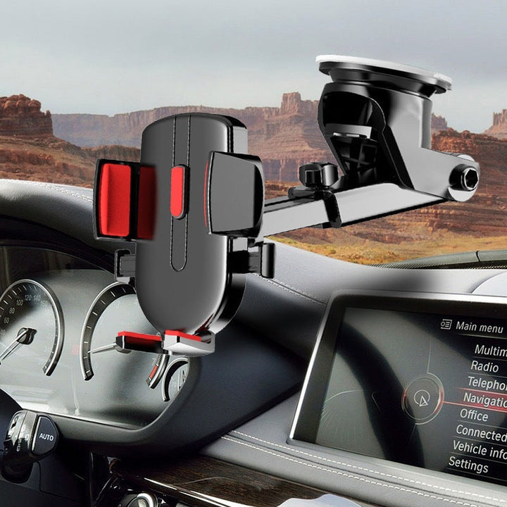 Adjustable telescopic suction car phone holder with full rotation gravity auto-lock Stornfield