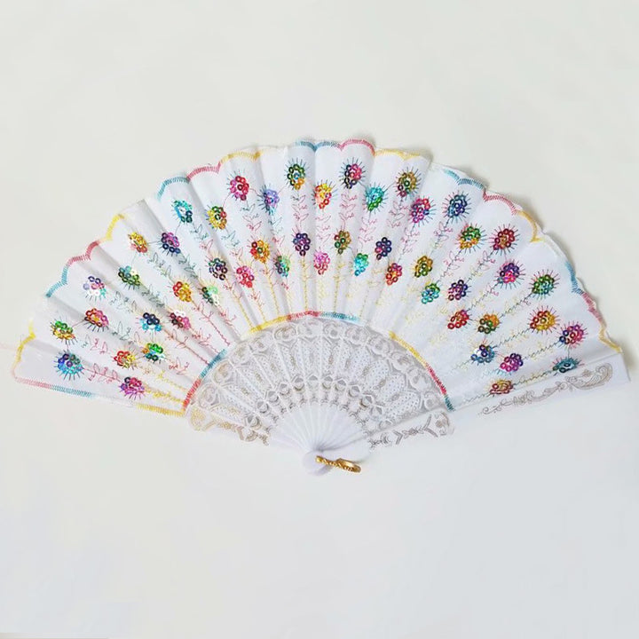 Women's high-quality lace fan with artistic floral motifs Stornfield