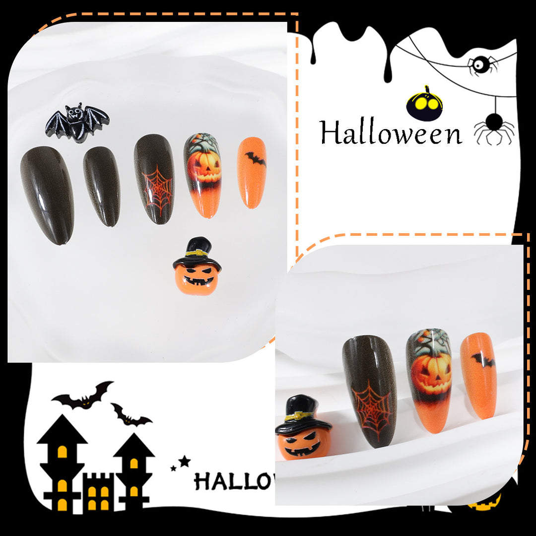 Halloween Artificial Nail Set with Creative Ghost and Pumpkin Designs Stornfield