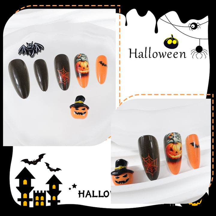 Halloween Artificial Nail Set with Creative Ghost and Pumpkin Designs Stornfield