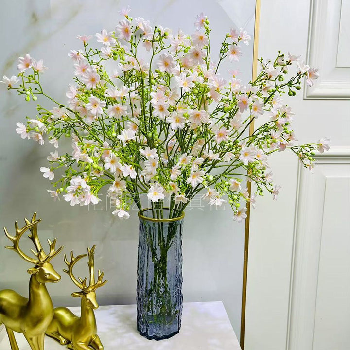 Artificial Floral Arrangement with Decorative Glass Vase