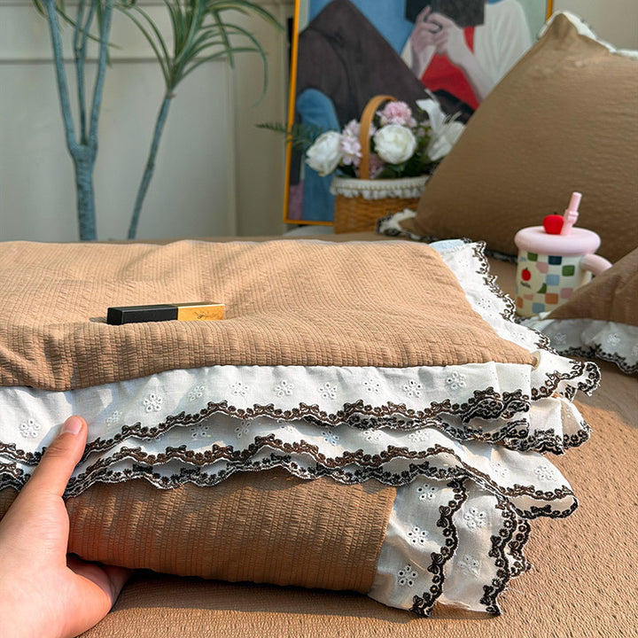 Women's bedspread with elegant lace embellishments and fine cotton surface Stornfield