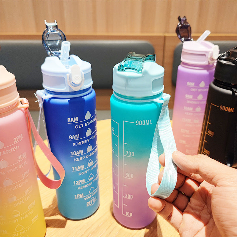 Women Motivating Water Bottle with Integrated Time Markers Stornfield