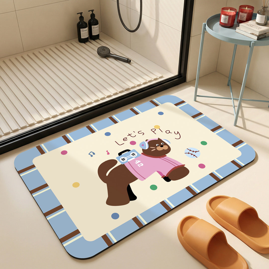 Cartoon-Themed Plush Bath Mat