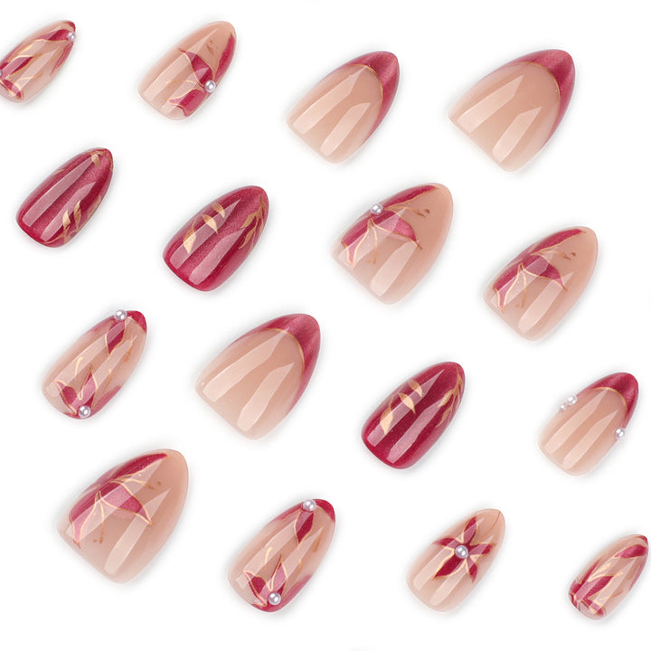 Artistic Nail Extensions with retro-inspired floral design Stornfield