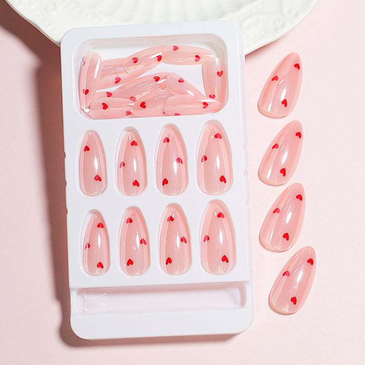 Heart-Printed Press-On Nail Set Stornfield