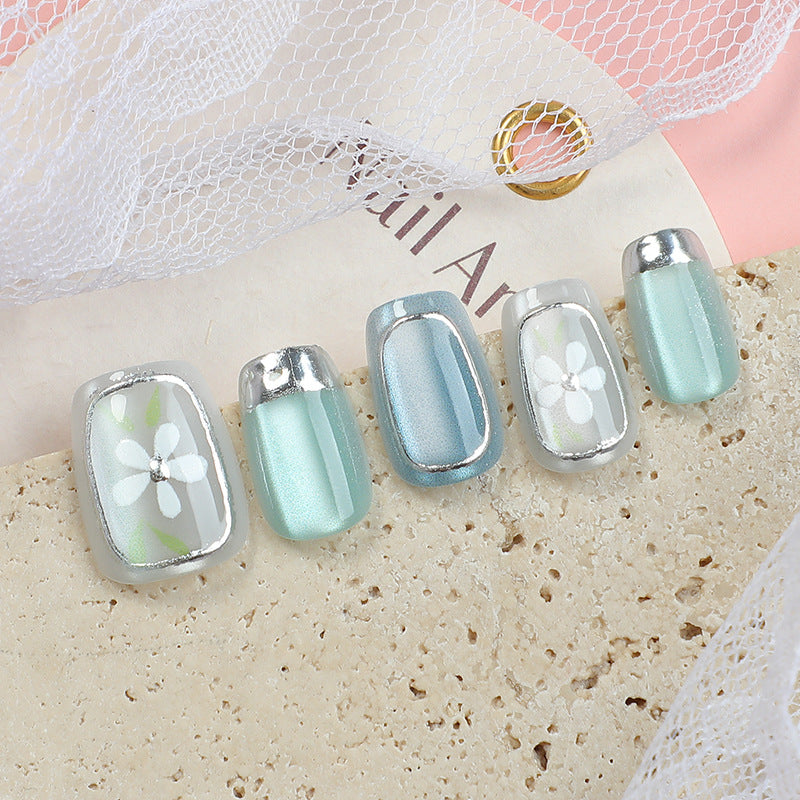 Premium Floral-Embellished Press-On Nail Set