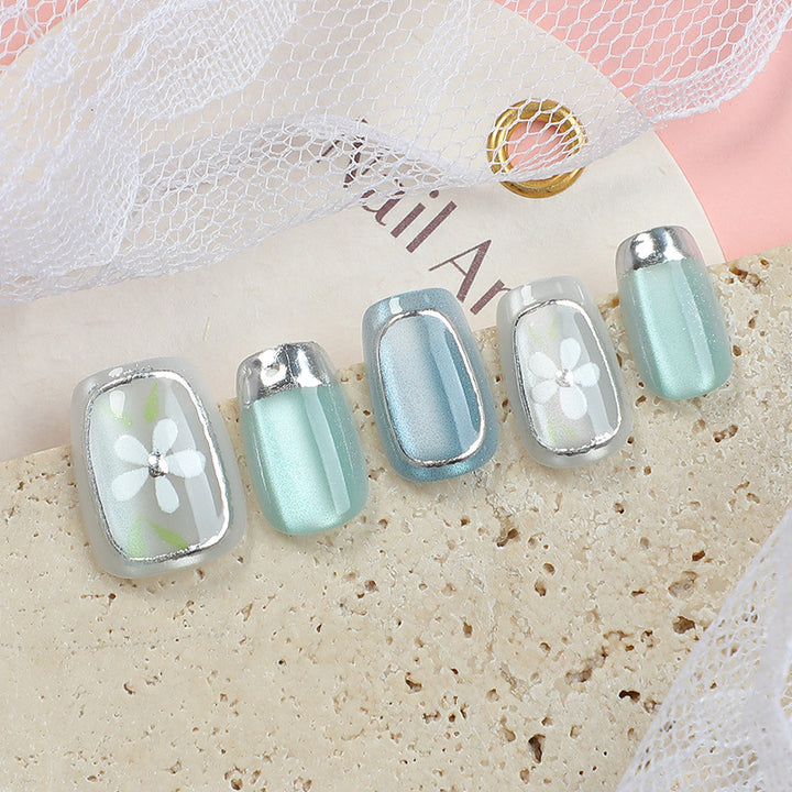Premium Floral-Embellished Press-On Nail Set