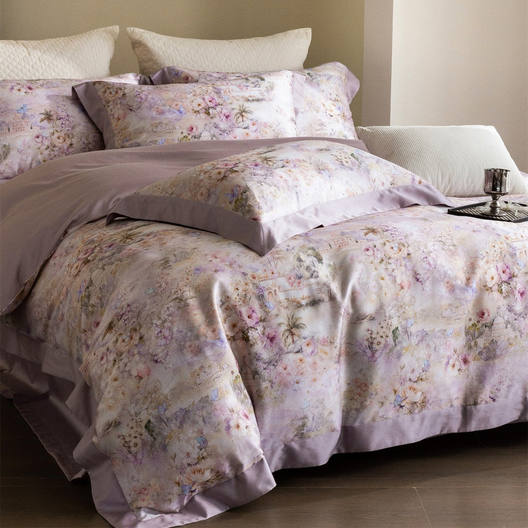 Floral Watercolor Cotton-Sateen Duvet Cover Set with Piped Edge & Pillow Shams