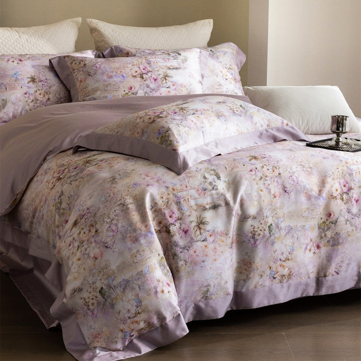 Floral Watercolor Cotton-Sateen Duvet Cover Set with Piped Edge & Pillow Shams