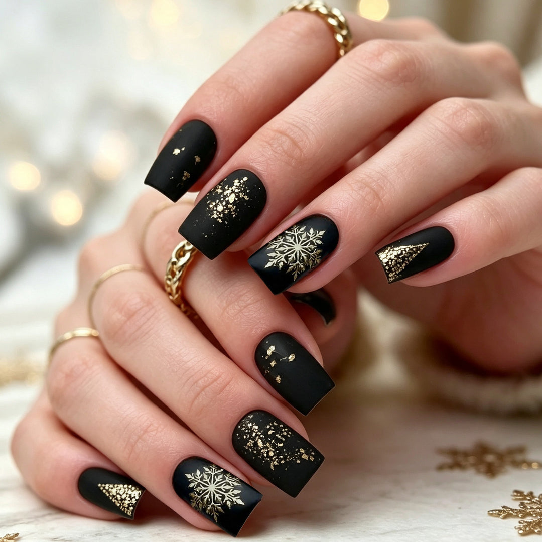 Festive Winter-Themed Acrylic Nail Extensions Stornfield