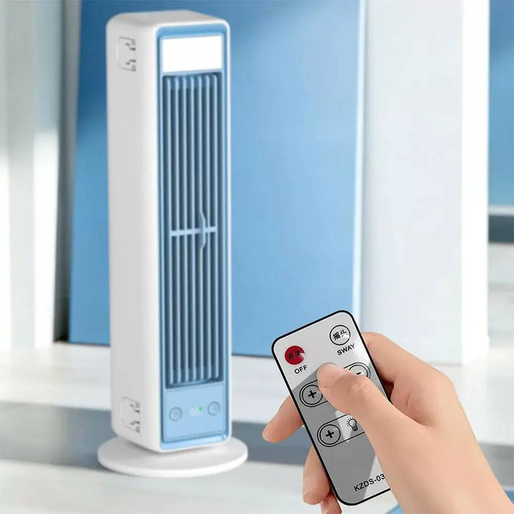 Unisex one size slim vertical personal air circulator with remote control adjustable louvers whisper-quiet DC motor Stornfield