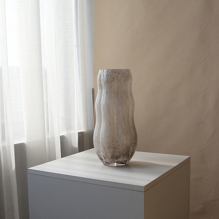 Handblown Textured Decorative Glass Vase with Organic Curved Silhouette Stornfield