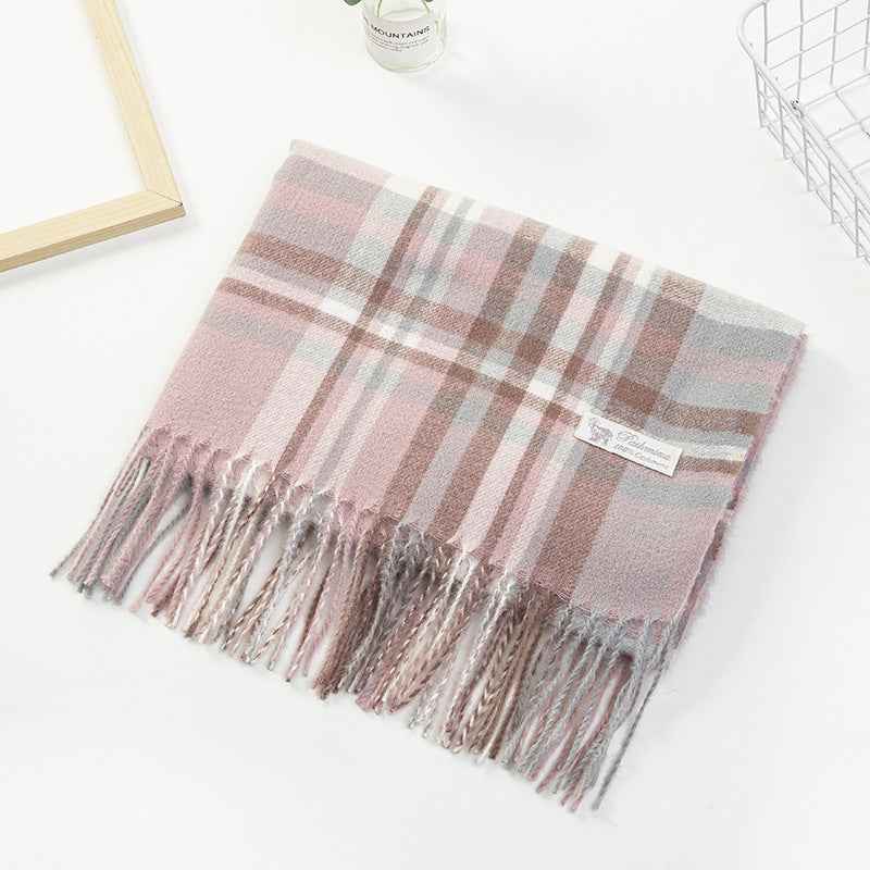 Women Plaid-Fringe Scarf made of soft material Stornfield