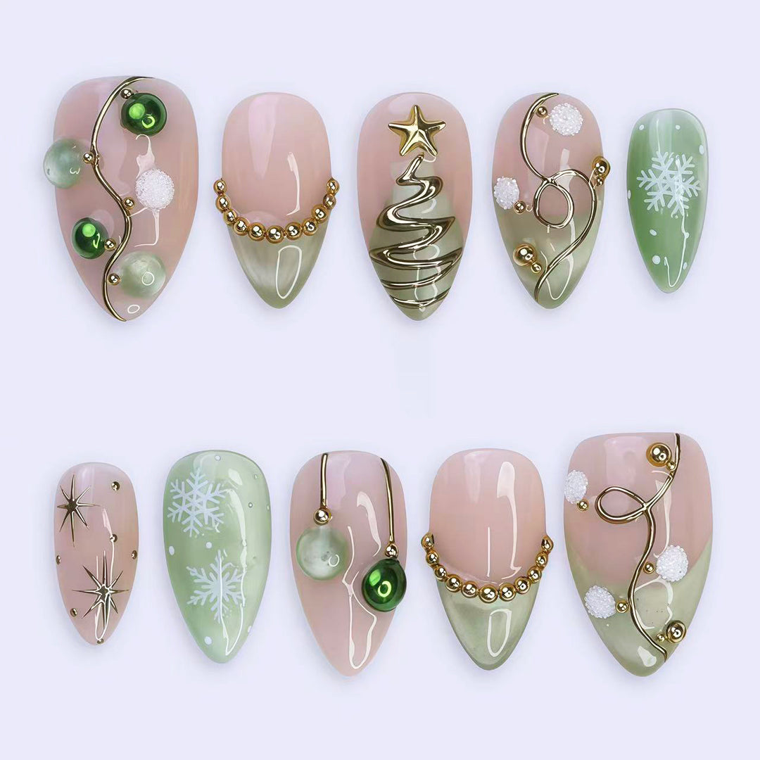 Decorative Press-On Nail Art Set with Holiday Design