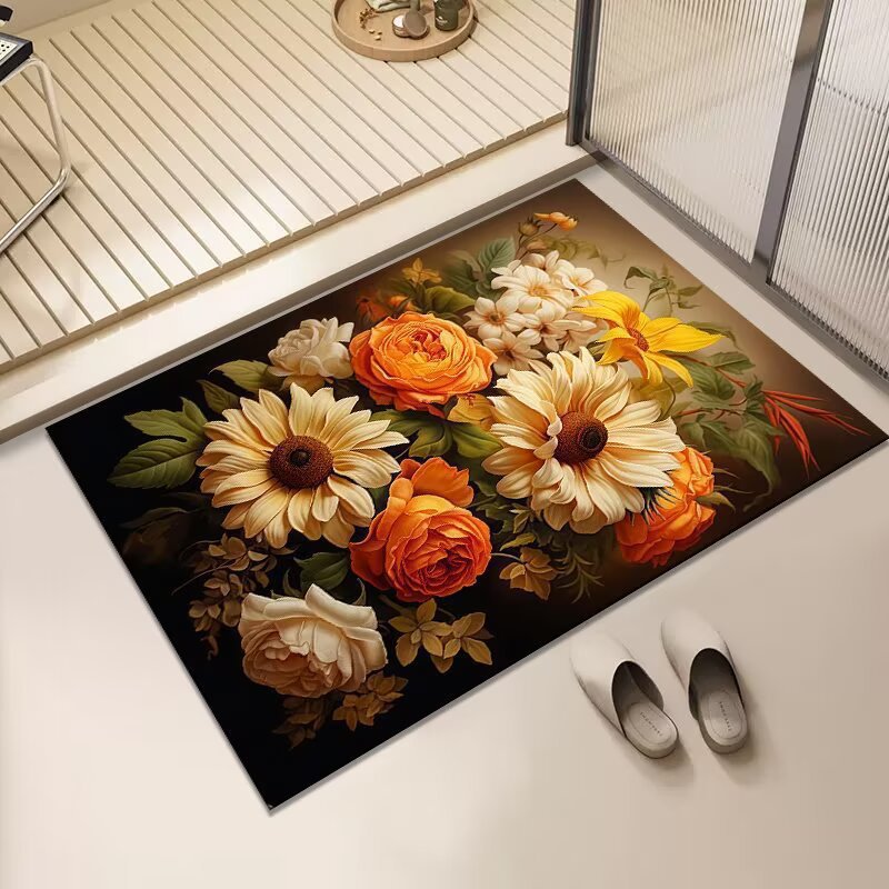 Floral Design Non-Slip Bath Mat
