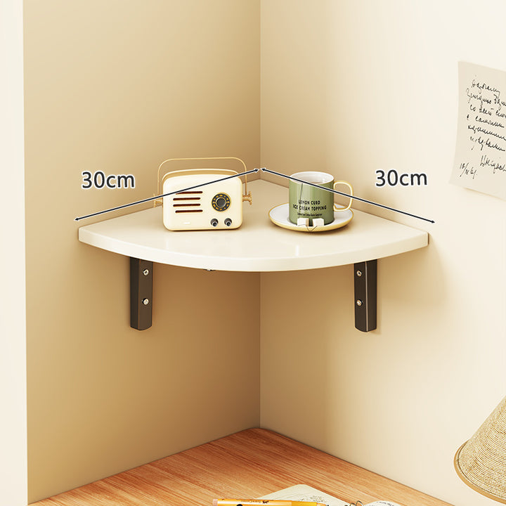 Solid Wood Corner Shelf with Metal Support Brackets