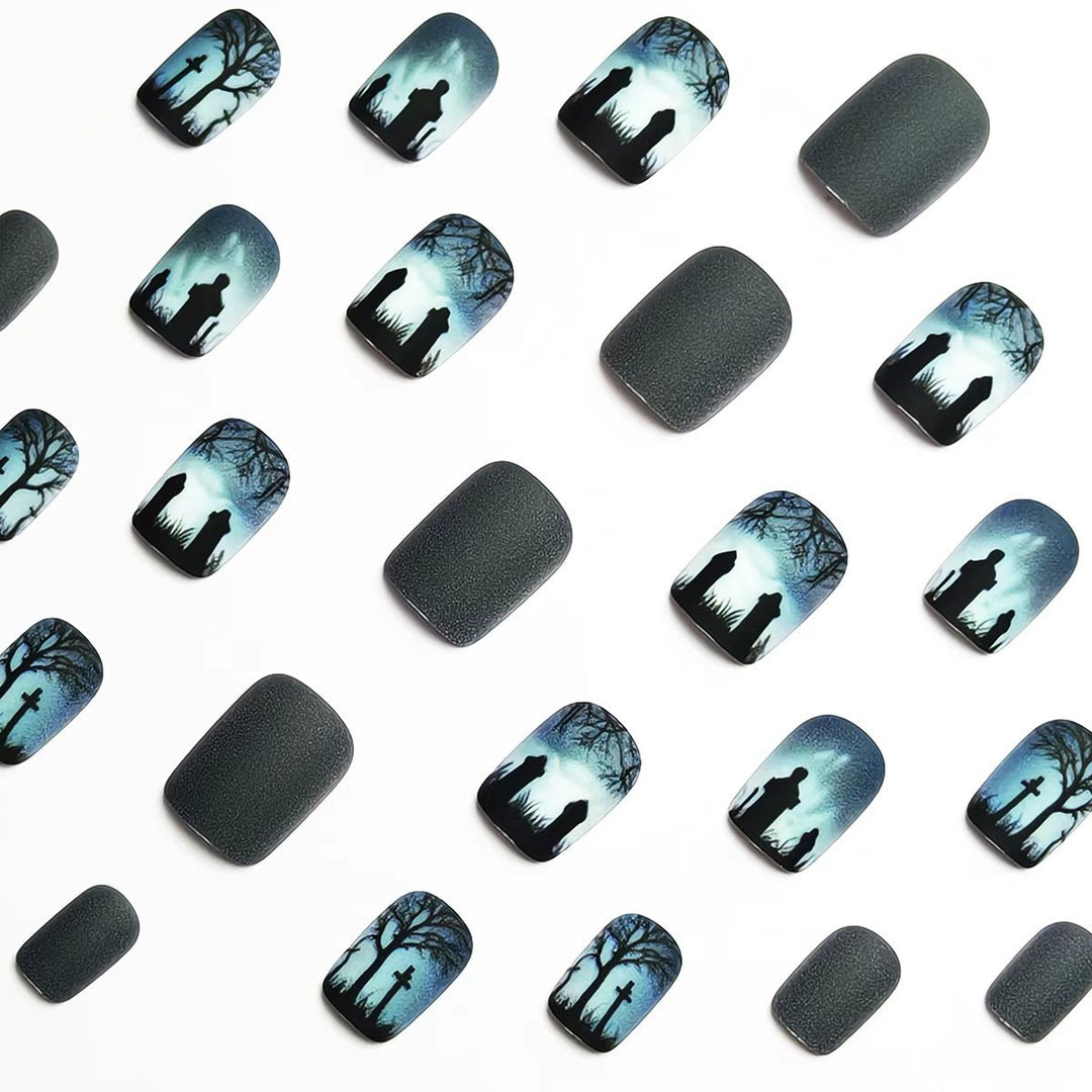 Creative nail art with dramatic tombstone design Stornfield
