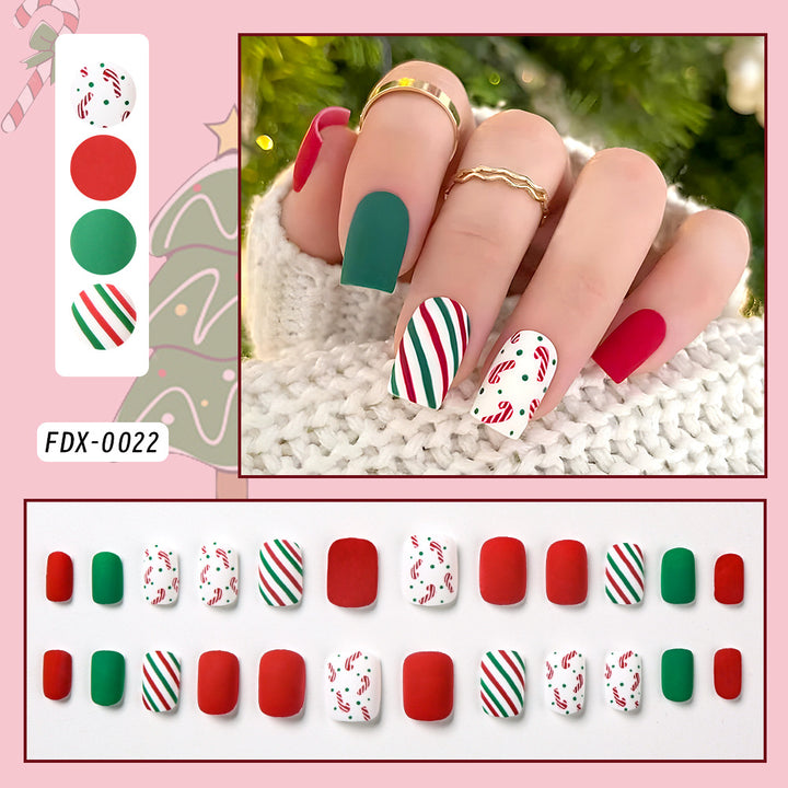 Festive Candy Cane Themed Press-On Nail Set Stornfield