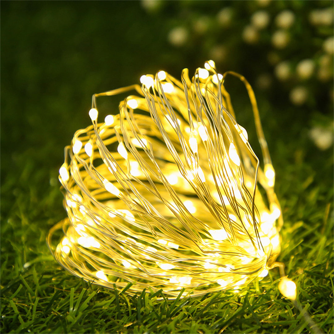 Outdoor Solar Copper Wire Fairy String Lights With Rechargeable Battery Box And Ground Stake Stornfield