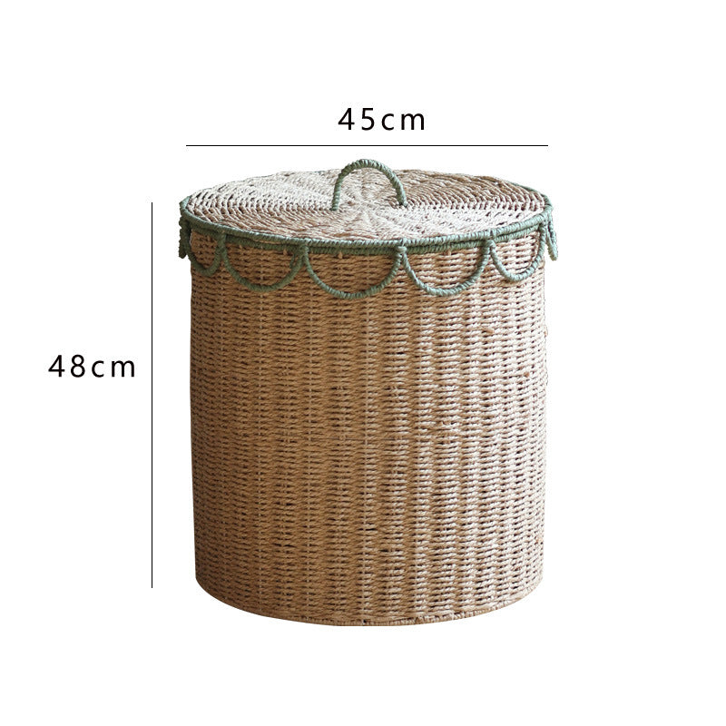 Rustic laundry basket with lid Stornfield