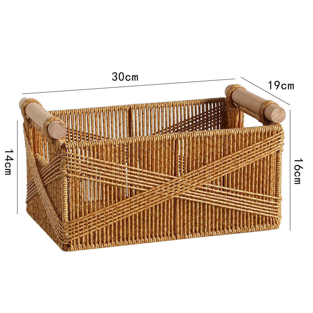 Unisex Functional Storage Basket with Ergonomic Wooden Handles Stornfield