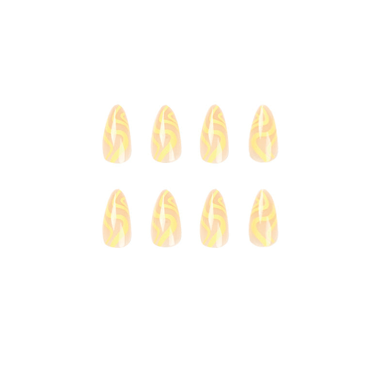 Artful Stiletto Nails with Modern Wave Design Stornfield