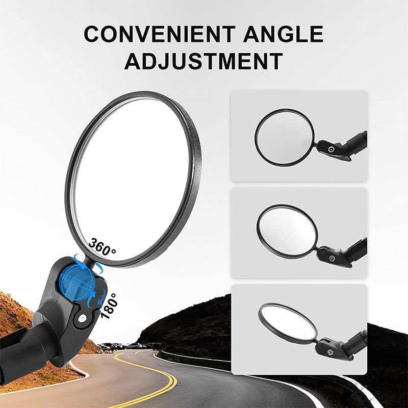 Compact Handlebar End Bike Mirror Pair with Full Rotation Swivel and Wide Angle Glass Stornfield