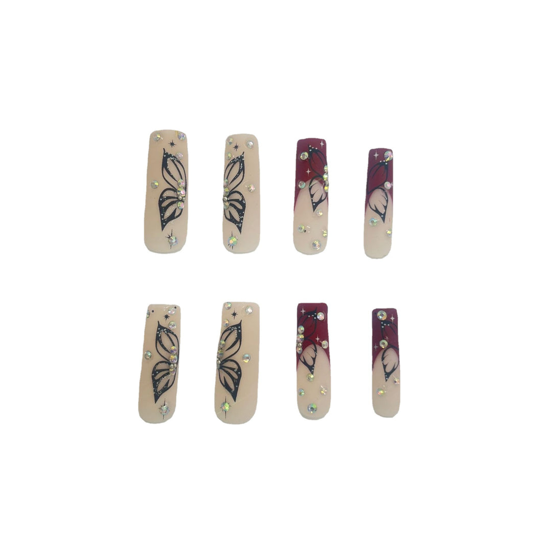 Artistic Long Nail Extensions with Butterfly Design Stornfield