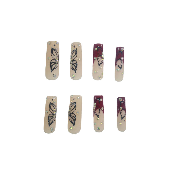 Artistic Long Nail Extensions with Butterfly Design Stornfield
