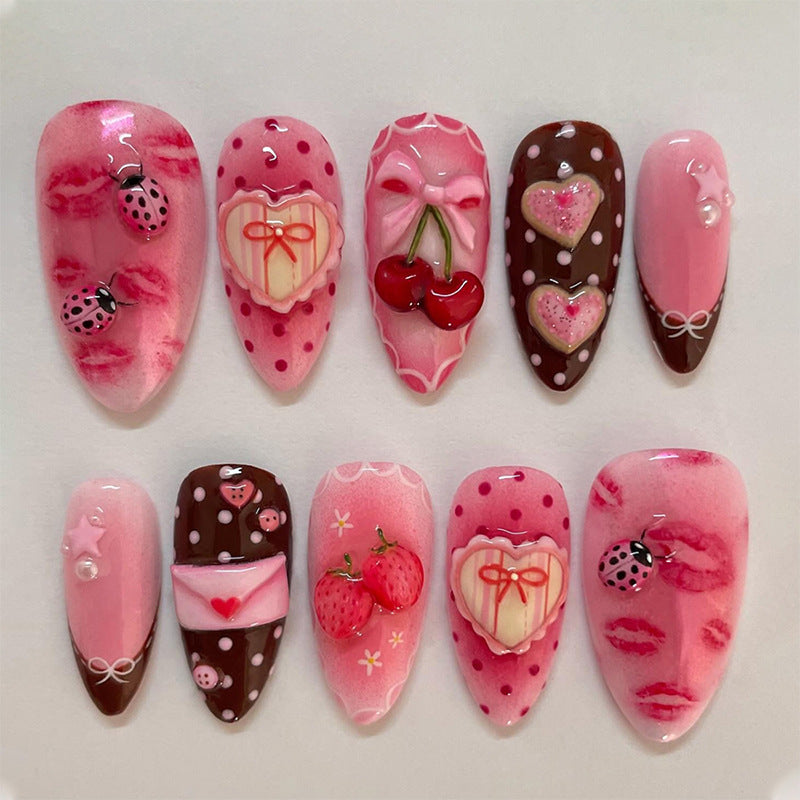 Artificial nail set with botanical motifs Stornfield
