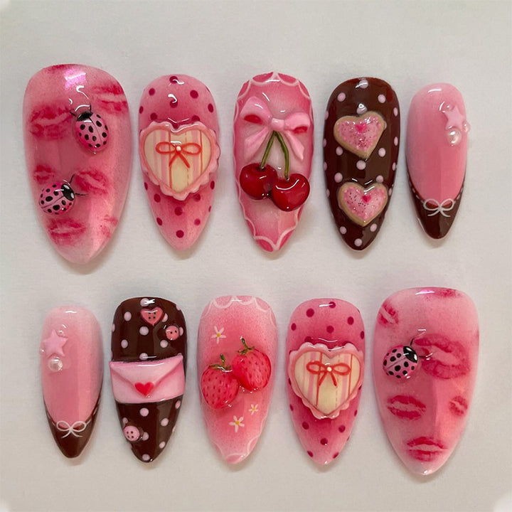 Artificial nail set with botanical motifs Stornfield