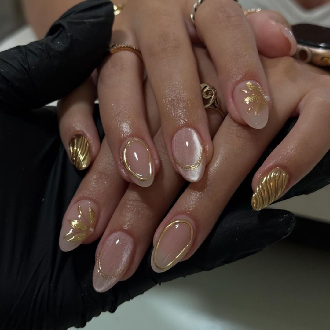 Glamorous stiletto nails with elegant star design Stornfield