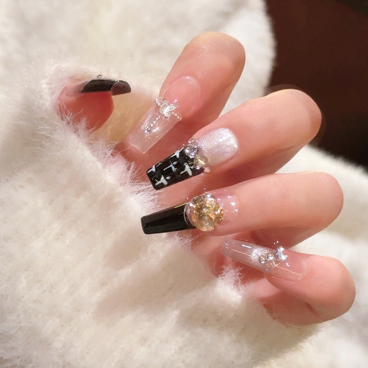 Glamorous Crystal-Studded Stiletto Press-On Nails Stornfield
