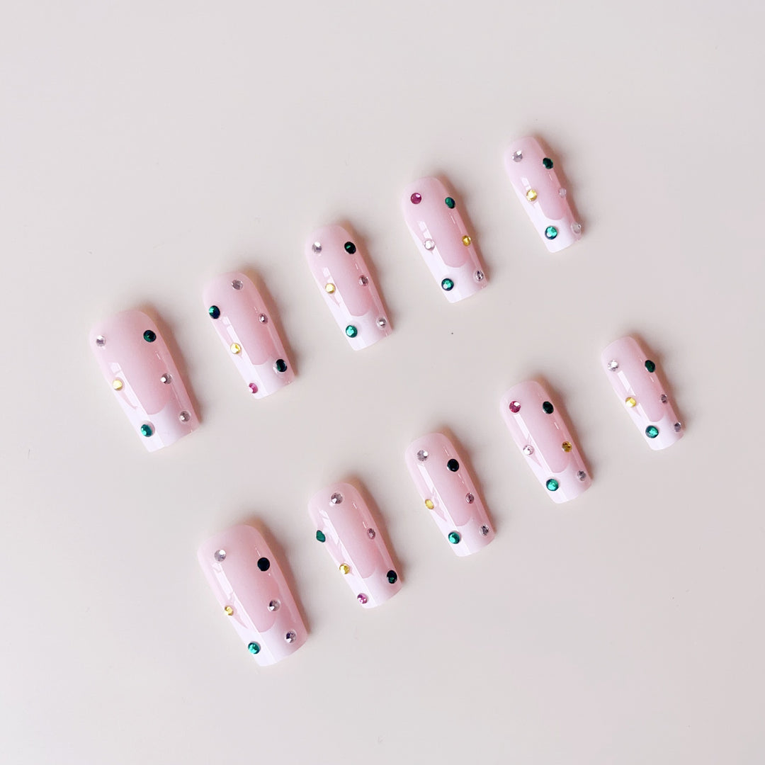 Artificial nail set with sparkling rhinestone accents and elegant details Stornfield